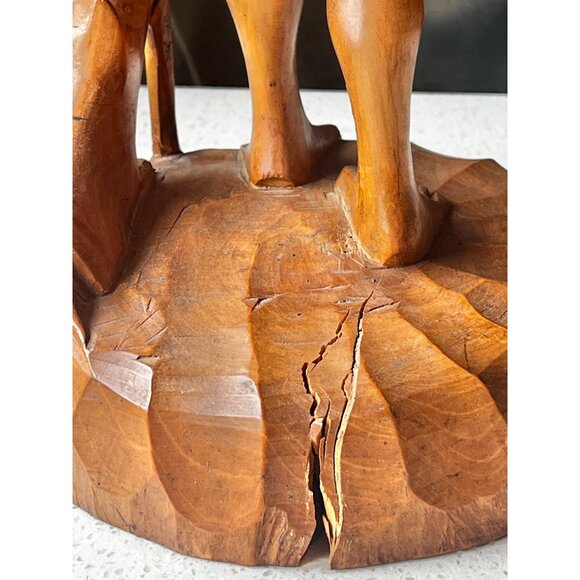 Hand-Carved Ifugao Female Wood Sculpture Narra Wood With Dog Figurine 13.5" Tall - Picture 9 of 14